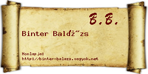 Binter Balázs névjegykártya